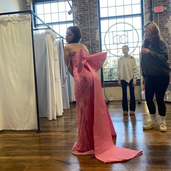 Amarra pink beaded formal gown